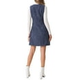 thumbnail image 3 of INSPIRE CHIC Tweed Dress for Women's Sleeveless Square Neck Button Down A-Line Pinafore Overall Dresses XL Navy Blue, 3 of 6