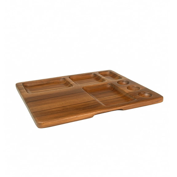 Ellementry Sous Chef Multi Utility Platter – Handcrafted Oak Wood Chopping & Serving Board – Kitchen Prep, Charcuterie & Cutting Board - 14x12 Inches