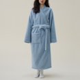 thumbnail image 2 of GHSOHS Robes for Women Nightdress Plus Size Nightgowns Flannel Bathrobe Pajamas Lengthened Winter Thick Bathrobe Comfortable Thick Cotton Flannel Shawl Collar Couple Robe Sleepwear Robe Nightgown, 2 of 8