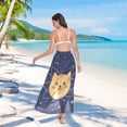 thumbnail image 7 of FORMRS Womens Long Sarong Beach Wrap Semi-Sheer Bikini Skirt Bathing Swimsuit Cover Up, Orange Cat Planet, 7 of 7