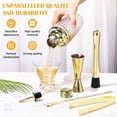 thumbnail image 4 of Set de coctelera Pickmesh de 9 piezas, vidrio de 385 ml, dorado, 4 of 6