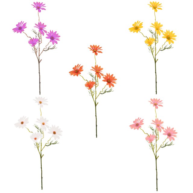 Artificial Flower Pick Chamomile: 5PCS Fake Branch Faux Plant Decor for Wedding