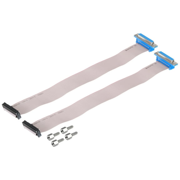2Pcs 26Pin Flat Ribbon Cable Grey DB25 Female to FC-26P 2.54mm Pitch 30cm Length DB Serial Port Cable with 4 Screws