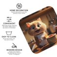 thumbnail image 4 of Pofeuu Cartoon Cooking Cat Print Leather Coasters Set of 6, Round Cups Mugs Mat Pad for Home Kitchen Heat Resistant Drink Coasters,Square, 4 of 7
