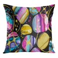 thumbnail image 1 of BOSDECO Geometric Abstract Gold Watercolor Blue Pink Stripes Hand Summer Pattern Pillow Case Pillow Cover 18x18 inch, 1 of 1