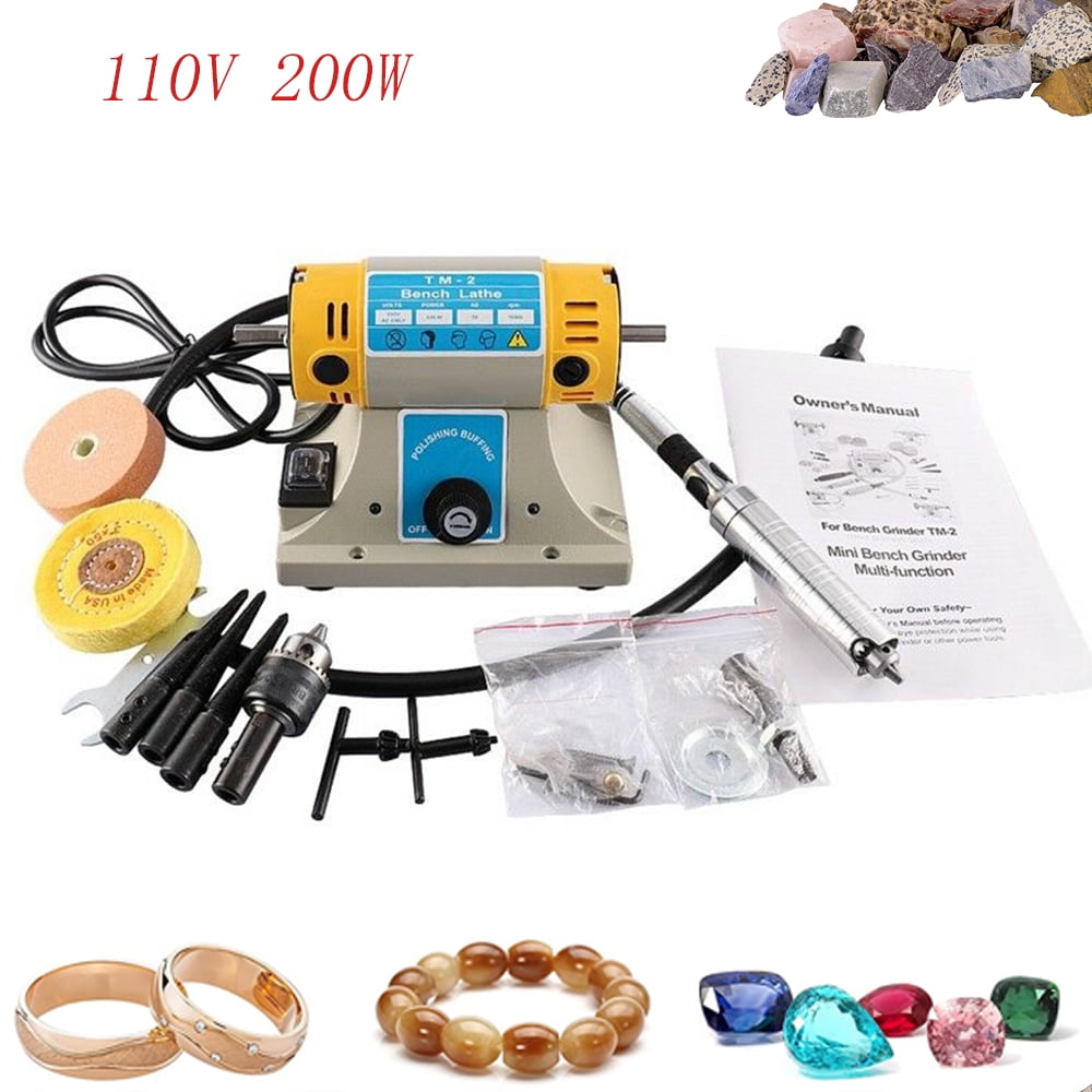 CJC Jewelry Gem Rock Polishing Buffer Machine Mini Bench Lathe 110V
