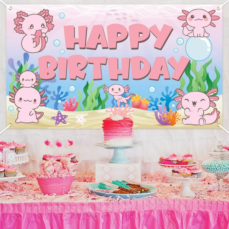 ZZS Cute Axolotl Party Decorations Set, Cartoon Theme Birthday