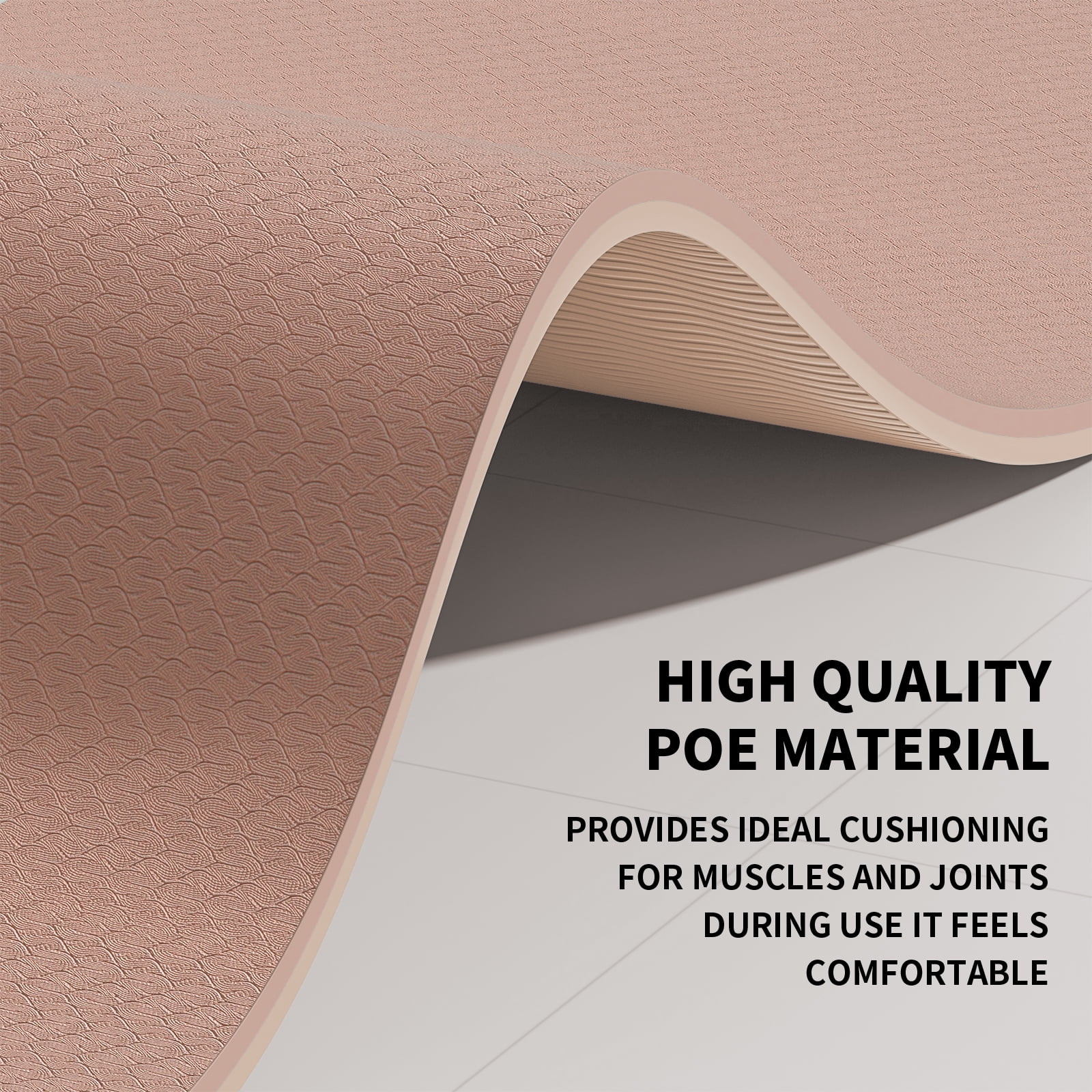 Frach Large Yoga Mat（6'×4')- TPE 10mm Extra Thick Non-Slip Mats with strap for Home Workout/Pilates(Brown + Beige)