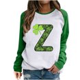 thumbnail image 1 of Camiseta de manga larga con estampado de San Patricio y cuello redondo para mujer Pompotops FGAJ864, 1 of 4