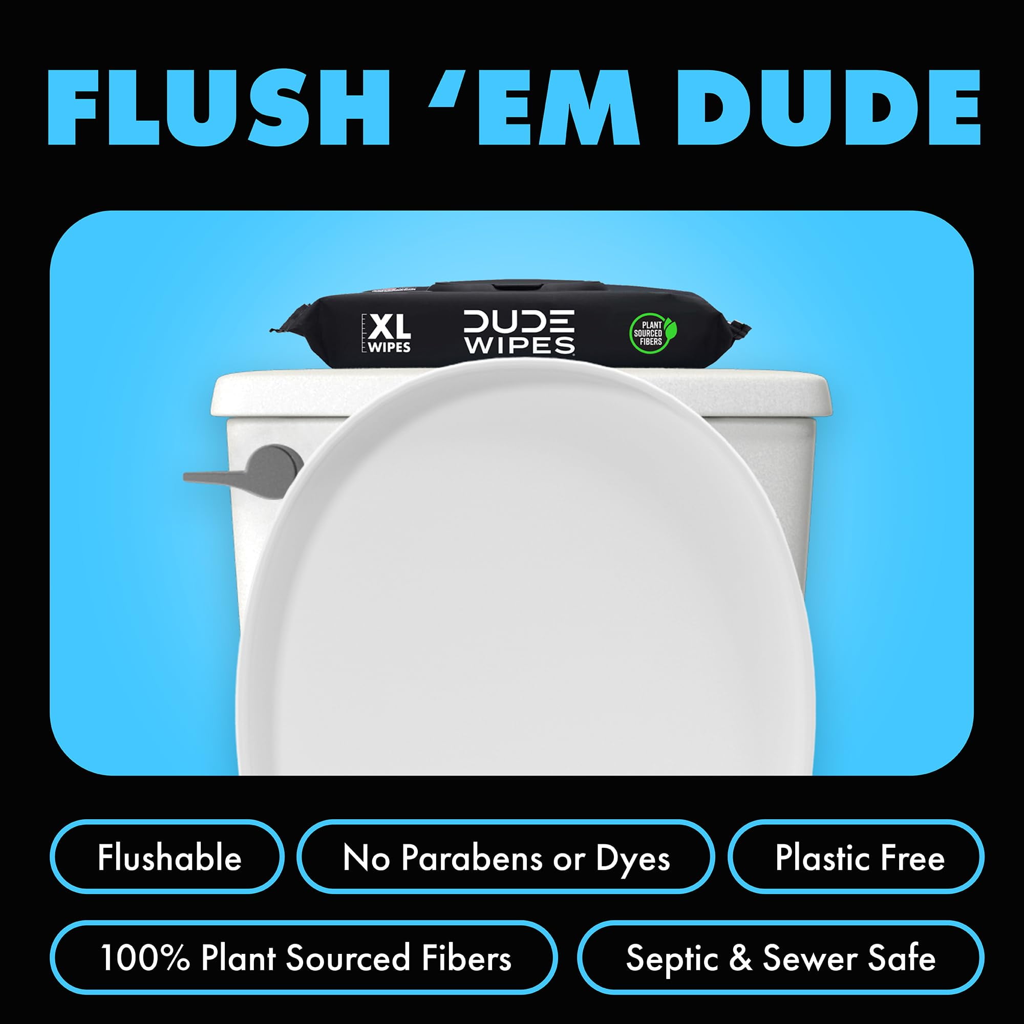 DUDE Wipes - Flushable Wipes - 8 Pack, 384 Wipes - Fragrance Free Extra-Large Adult Wet Wipes - Vitamin-E & Aloe - Septic and Sewer Safe