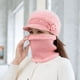 thumbnail image 3 of Gorro de punto de pelo de conejo de otoño e invierno para personas de mediana edad y mayores, conjunto de tres piezas de gorro de lana cálido de invierno para niños y bufandas, 3 of 6