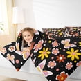 thumbnail image 4 of Homewish Colorful Cartoon Flower Bedding Comforter Set,Cute Daisy Blossom Twin Comforter Sets,Pink Yellow Black Bedding Set For Girls Kids,Breathable Home Decor Reversible,2pcs, 4 of 8