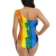 thumbnail image 5 of Easygdp Rainbow Colored Women's One Shoulder Ruffle Monokini Bathing Suits with Removable Chest Pad, Quick Drying - X-Large, 5 of 8