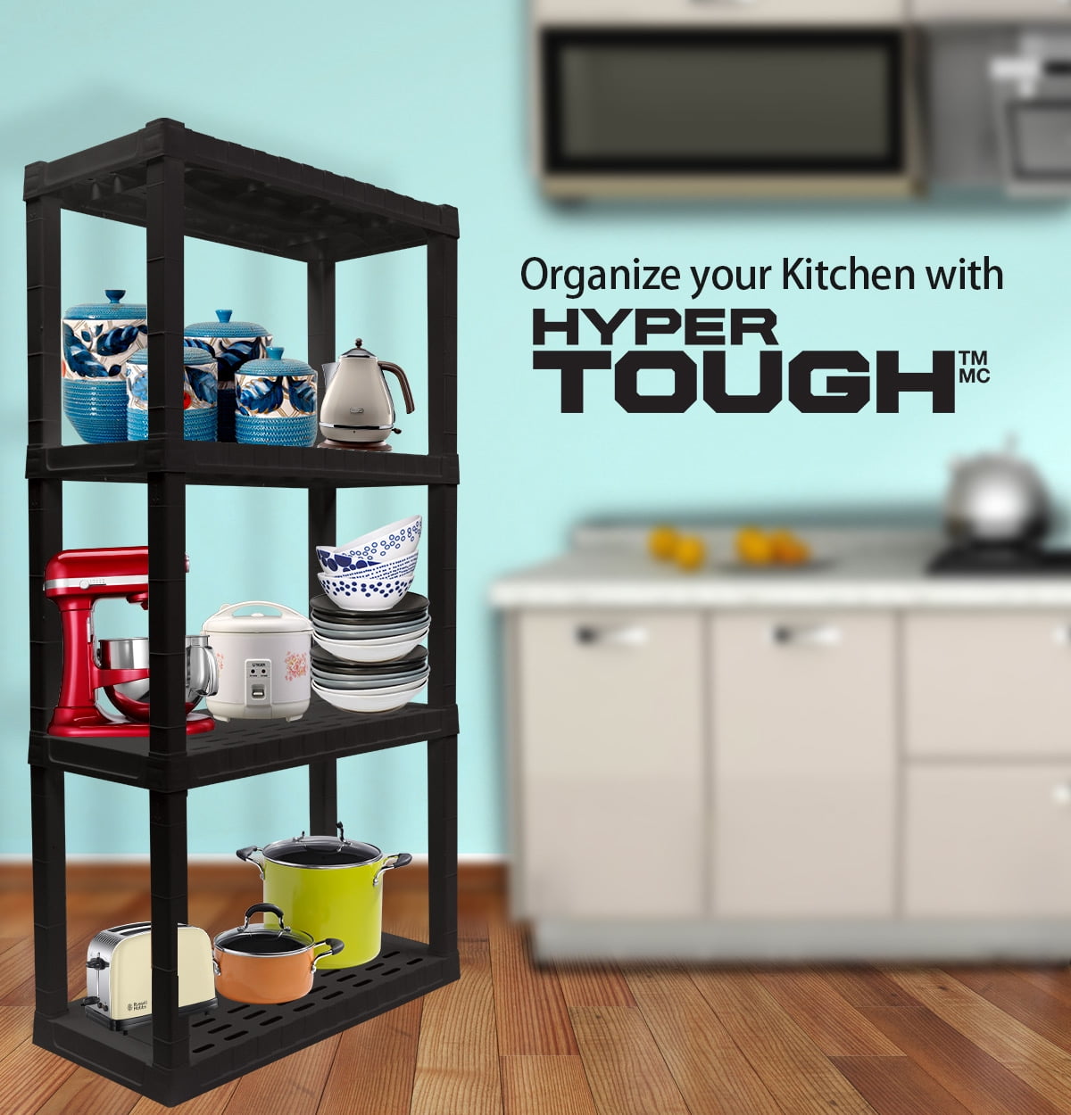HYPER TOUGH 4-tier Interlocking Shelf (Black)