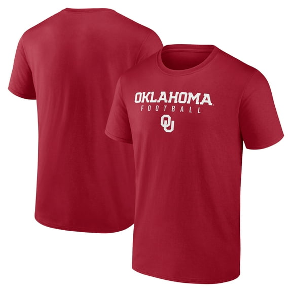 Men's Crimson Oklahoma Sooners Wordmark Sport Football T-Shirt