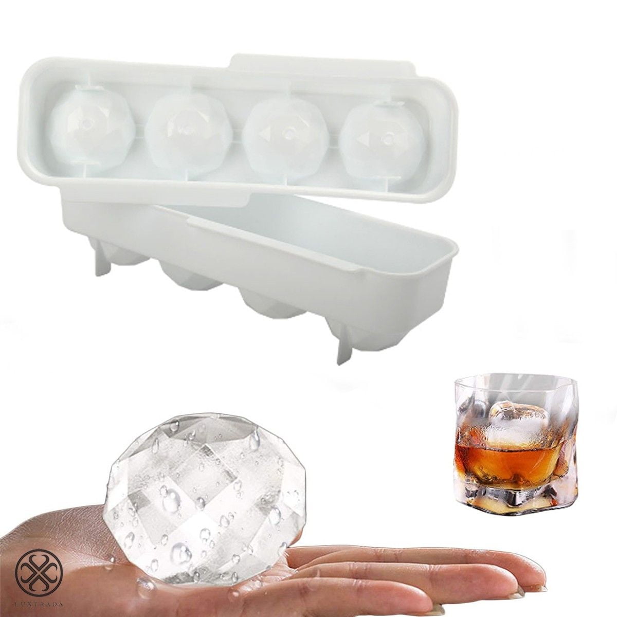 Luxtrada Ice Ball Trays Large Ice Cube Tray Spheres Ice Ball Molds Reusable Spherical Ice
