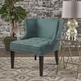 thumbnail image 4 of Dark Teal Fabric Accent Chair with Nailhead Trim and Button Tufted Waffle Stitch for Living Room, Bedroom, 4 of 9