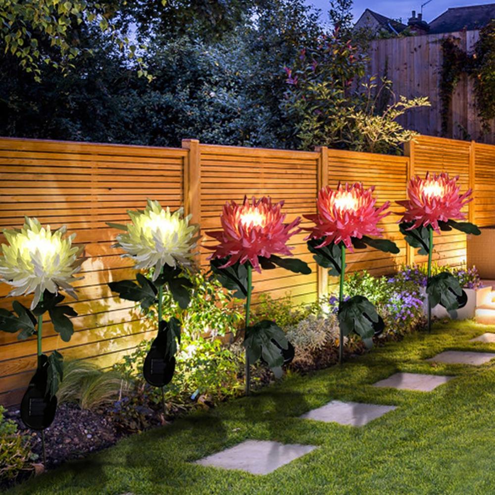 Outdoor Solar Flower Lights, Flower Solar Garden Lights, Solar Pathway Lights Powered Solar Lights Outdoor Decorative Yard (Chrysanthemum) - image 2 of 9