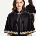 thumbnail image 5 of ZACPNCV Women Short Velvet Cape Shawl Stand Collar Frog Button Evening Gown Wrap Elegant Velvet Cape for Wedding Dinner Party Formal Evening B-Black, 5 of 8
