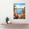 thumbnail image 2 of Idyllic Scenic Seaside Fishing Village Bright Oil Painting Orange Pink Blue Bathroom Floral Artwork Harbor Bay Boats Coastal Landscape Large Wall Art Poster Print Thick Paper 18X24 Inch, 2 of 5