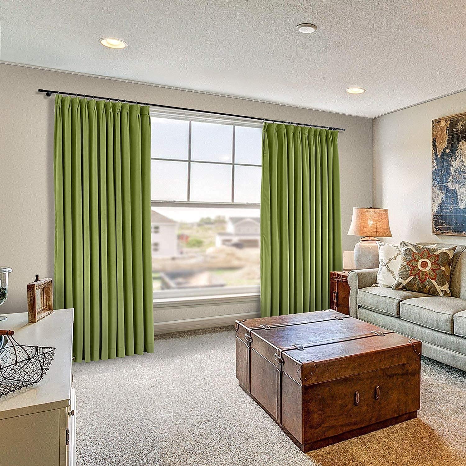 Triple Pinch Pleated Drapes Curtains Blackout for Doors & Windows with