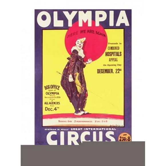 Posterazzi BALBAL5399LARGE Bertram Mills Circus Poster 1922 Poster Print by Dudley Hardy - 24 x 36 in. - Large