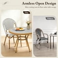 thumbnail image 6 of PURPLE LEAF OUTDOOR 3-Piece French Bistro Dining Set Round Outdoor Patio Table and 2 Armless Chairs Tempered Glass Top PE Rattan Bamboo Print Finish Aluminum Frame White, 6 of 8
