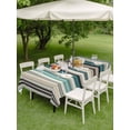 thumbnail image 3 of Outdoor Tablecloth with Umbrella Hole and Zipper, Teal Blue Striped Rectangle Table Cloth 60x120 Inch Waterproof Tablecloth, Farmhouse Stripes Modern Abstract Art Picnic Table Cover for Patio Camping, 3 of 7