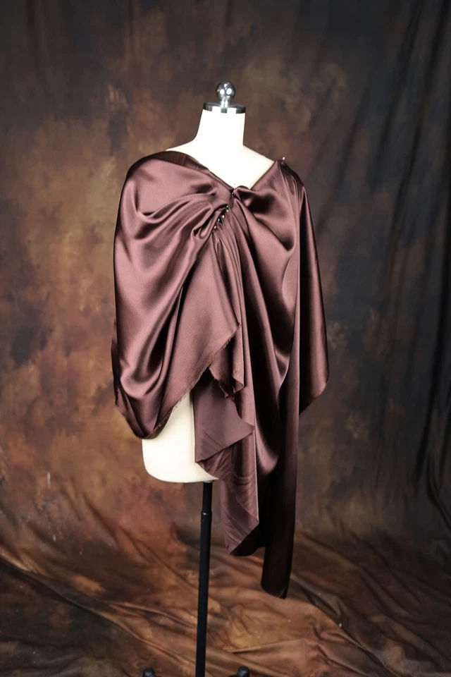BUTTERFLY- Brown Satin Charmeuse Fabric By The Yard 266