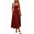 thumbnail image 3 of Women'S Summer Maxi Dress Sleeveless Square Neck Casual Beach Sundress with Pockets, Flowy Patchwork Knit Red XL, 3 of 8