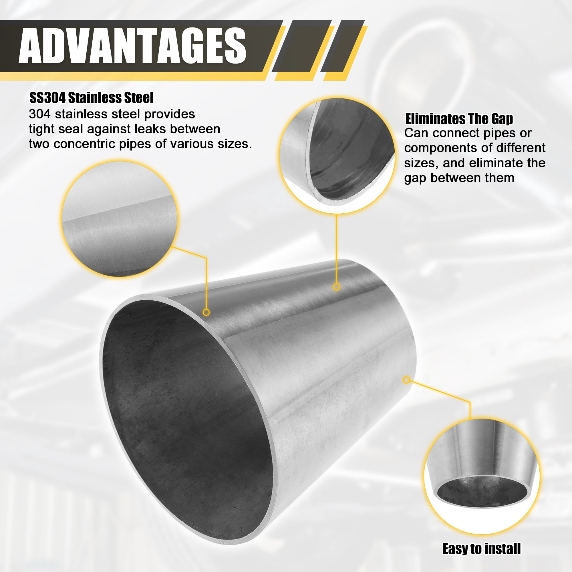 Unique Bargains Car Mandrel Exhaust Bend Elbow Pipe Concentric Reducer 1pcs 1.5"-2.5" OD