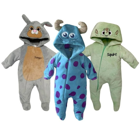 Kit 3 Mamelucos con Gorro Bordado Disney Thumper, Sulley, Squirt Disney KitB415