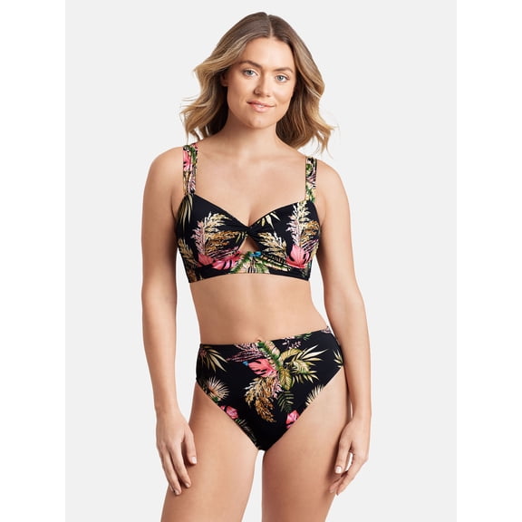 Sofia by Sofia Vergara Women's and Women's Plus Twist Bandeau Longline Bikini Tops