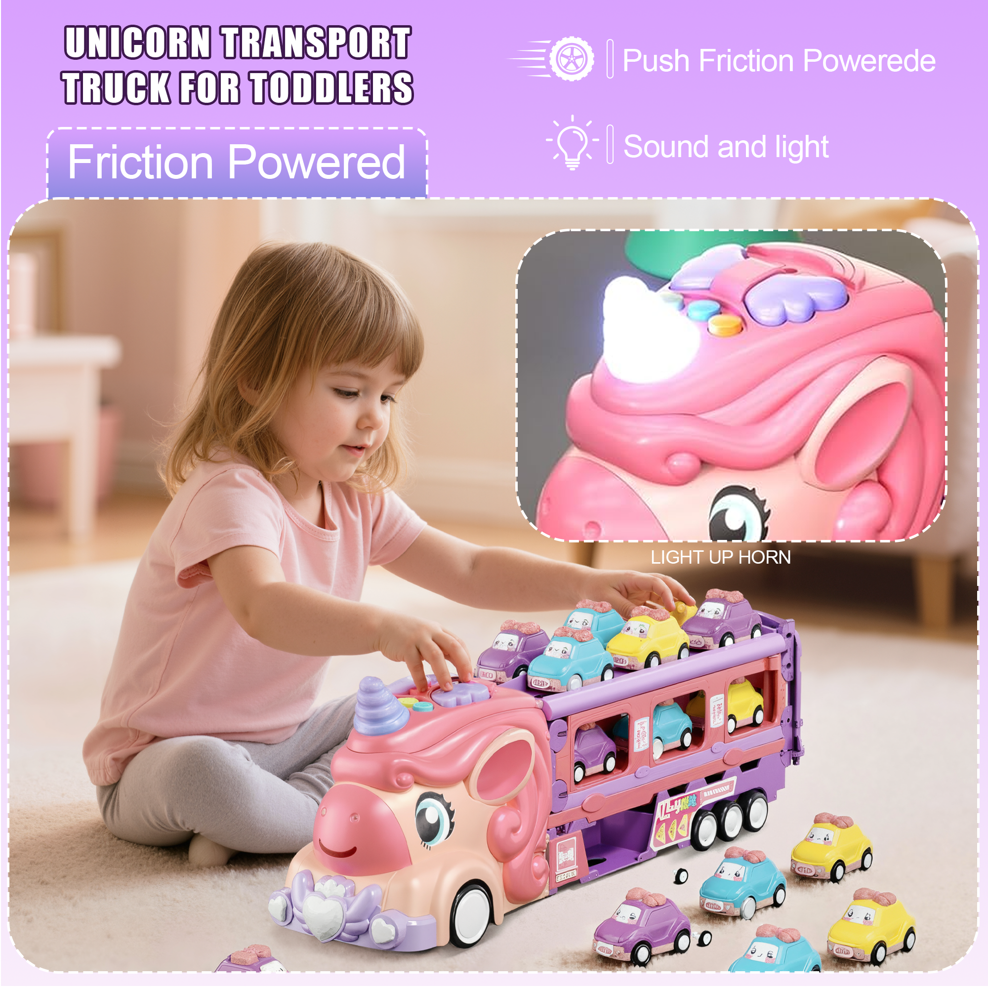 Flynow Unicorn Carrier Truck with 2-Player Race Track photo 3