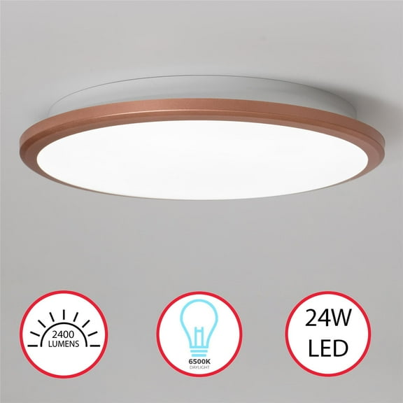 Quickway Imports 4-Piece 12" Round LED Ceiling Light Fixture - Modern Flush Mount 24W 6500K Cool Daylight Energy - Ideal for Office Kitchen Bedroom Living Room Bathroom Dining Room and Entryway, Gold