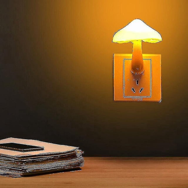 2x luz Led nocturna lámpara con enchufe de pared tipo seta enchufe europeo control de luz blanca cálida