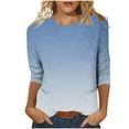 thumbnail image 2 of Rciityk Blouses for Women Casual 3/4 Length Sleeve Round Neck T-Shirts Fall Fashion Solid Color Tunic Tops Summer Clothes, 2 of 4