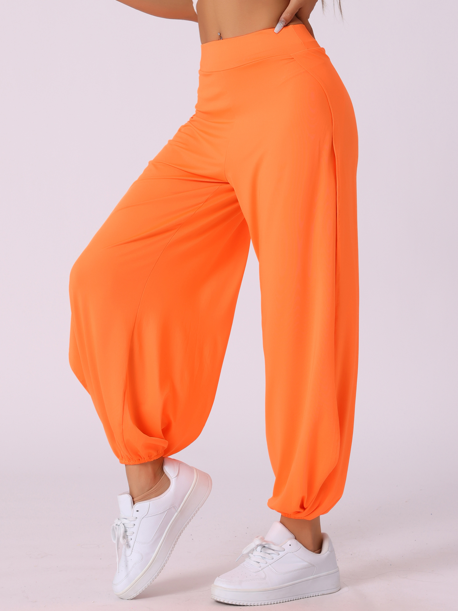 DARING DIVA Women's Side Slit Yoga Harem Pants S Orange