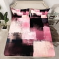 thumbnail image 2 of Homewish Vintage Artwork Adult Full Size Sheets, Black Pink Square Abstract Bed Sheets, Fashion Oil Printing Sheet Sets, Microfiber Bedroom Decor, 4-Piece, 2 of 7