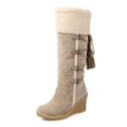 thumbnail image 5 of Botas de nieve con tacón de aguja y manga alta con borlas y encaje en la espalda, talla grande europea y americana, 5 of 5