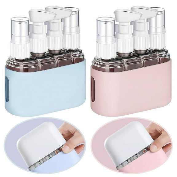 2 Sets 8 Pieces Travel Size Bottle TSA Approved,Leak Proof Refillable Spray Bottles for Toiletries,Travel Containers for Lotions and Creams (Blue & Pink)