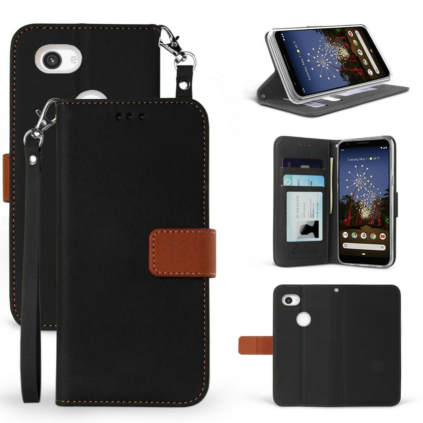 for Google Pixel 3A Case Phone Case Hybrid 2Tone Wallet Kick stand