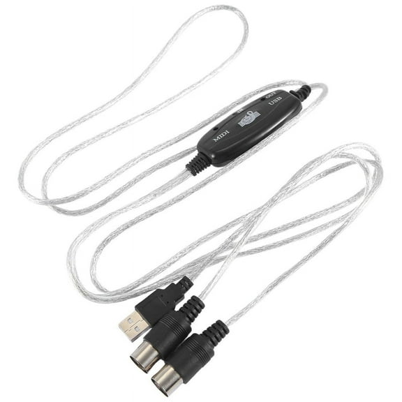 USB MIDI Cable Adapter,USB Type A Male to MIDI Din 5 Pin In-Out Cable Interface with LED Indicator for Music Keyboard