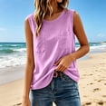 thumbnail image 6 of Gamivast Sleeveless Tank Tops for Women Crewneck Shirts with Chest Pockets Casual Loose Fit Summer Blouses Basic Solid Color Tunic Tees for Daily Office Business Wear Purple M, 6 of 8
