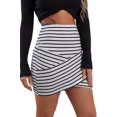 thumbnail image 3 of Women's Cross Wrap Striped High Waist Short Bodycon Skirt, 3 of 5
