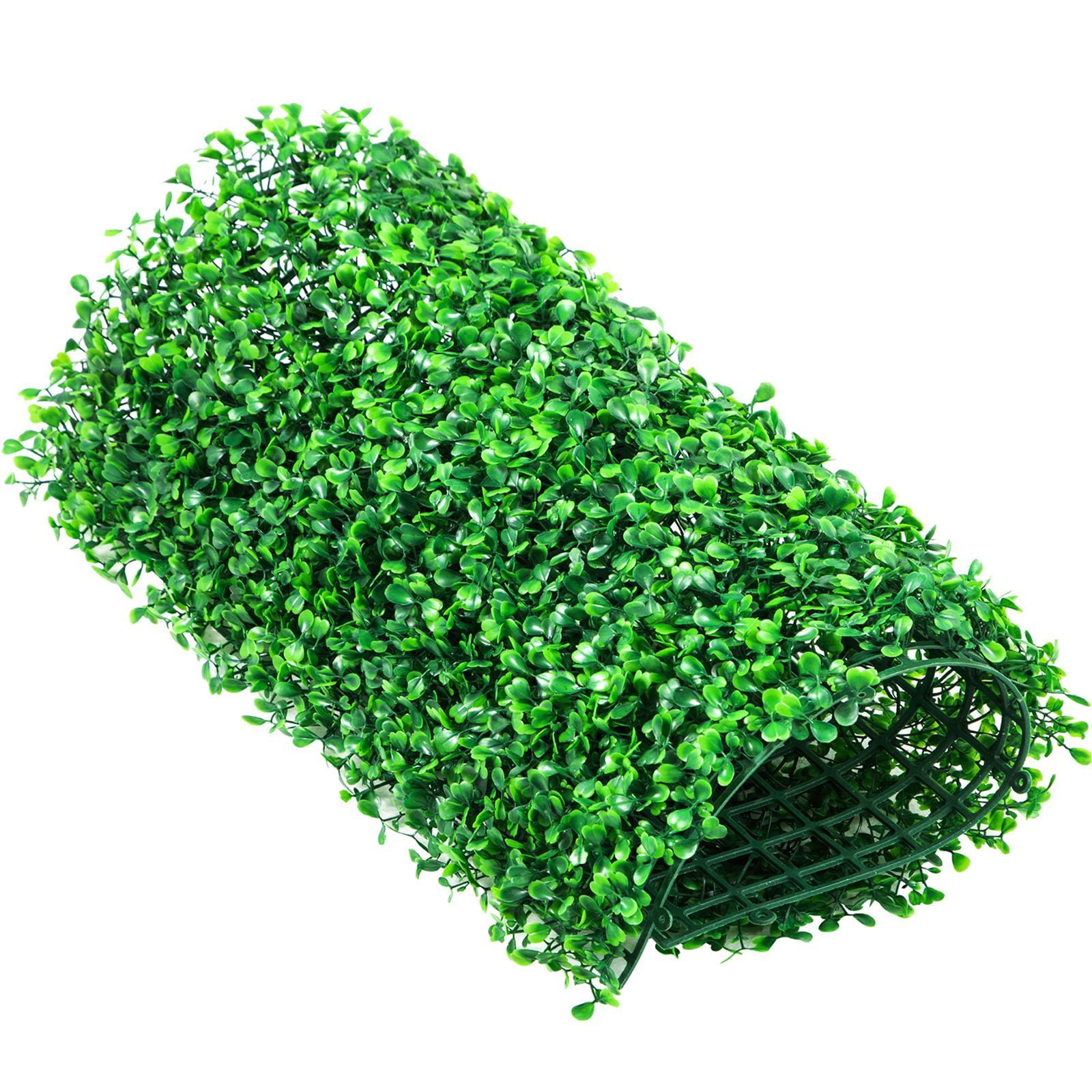 Artificial Boxwood Hedge Panel 10x10 Inch 12-Pack, UV-Protected PE Material, Interlocking Connectors, Realistic Look, Easy Install for Fence Wall Garden Decor