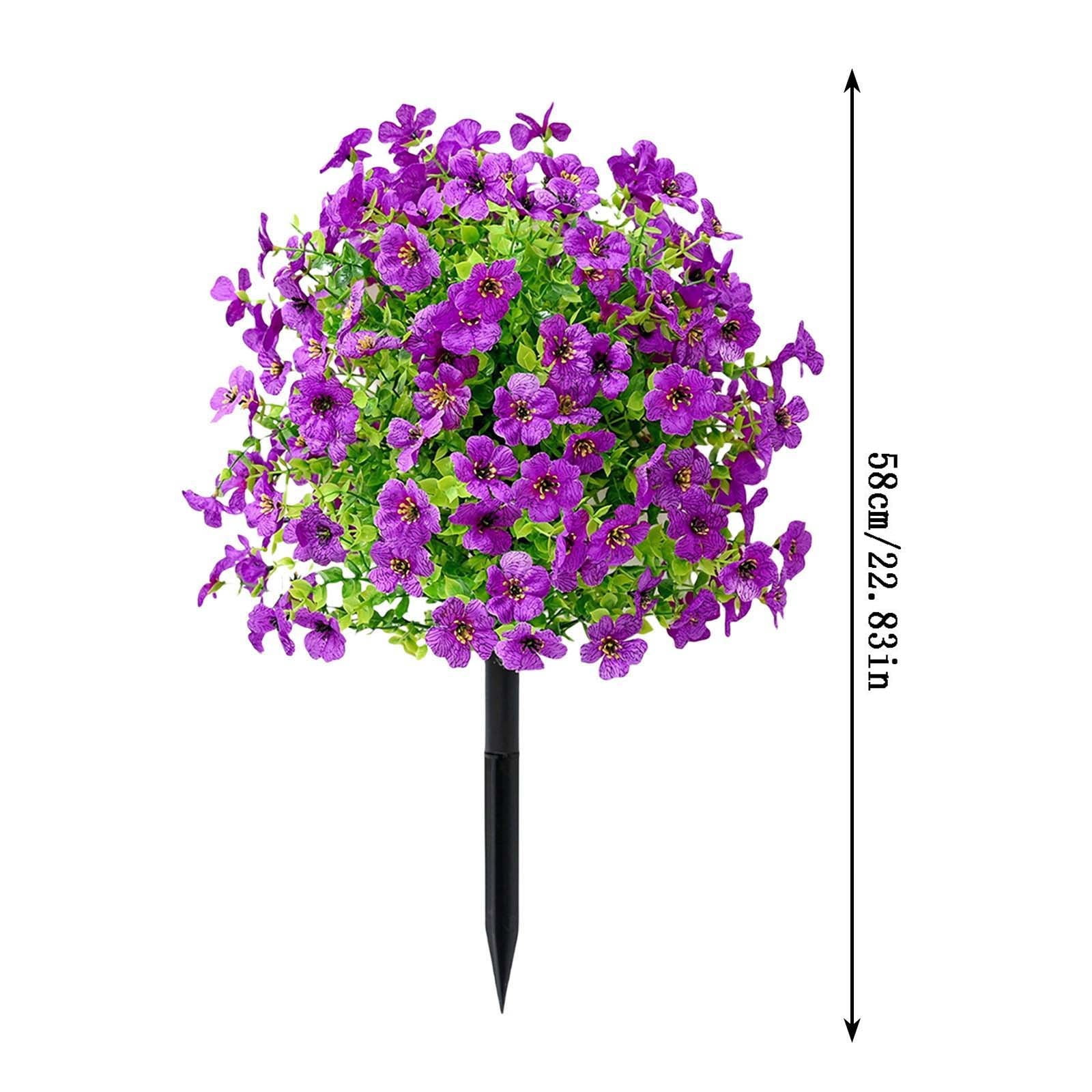 Bxaolu 2Pack Artificial Outdoor Flowers: 23" Artificial Flowers for Outdoors - Waterproof Faux Flower Garden Stakes - Summer Spring Decor for Yard Lawn Patio Walkway Porch Home, Purple
