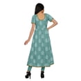 thumbnail image 4 of Moomaya Longues Robes Tuniques en Coton Imprimé à Manches Courtes avec Fente avant pour Femmes, 4 of 6