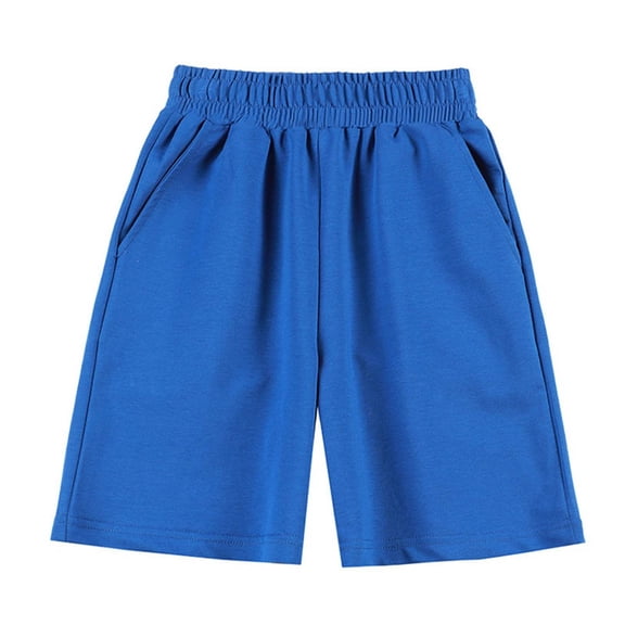 CYRBOKO Boys Casual Shorts, Cotton Back-to-school Soft Elastic Waist Athletic Shorts Blue Size 10-12 T