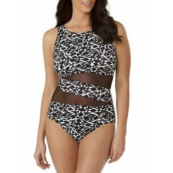 100 Degrees Women's Mesh High Neck One-piece Swimsuit